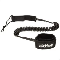 AKTIVE Leash Paddle Surf Spiral, Double Goujon Pivotant, Néoprène, 305 Cm, Noir