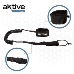 AKTIVE Leash Paddle Surf Spiral, Double Goujon Pivotant, Néoprène, 305 Cm, Noir -Plongée Série Magasin aktive leash paddle surf spiral double goujon pivotant neoprene 305 cm noir 3