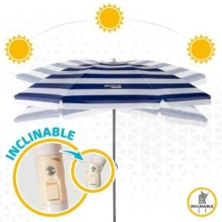 AKTIVE - Parasol Plage Avec Protection UV50, Anti-Vent, Ø 180 Cm -Plongée Série Magasin aktive parasol plage avec protection uv50 anti vent o 180 cm 4