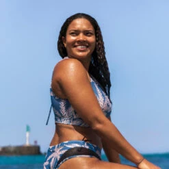 Bas De Maillot De Bain Culotte Femme - Savana Palmer Bleu -Plongée Série Magasin bas de maillot de bain culotte femme savana palmer bleu 1