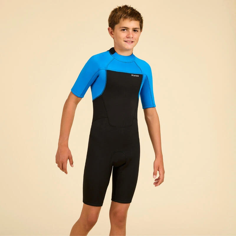 COMBINAISON SURF SHORTY 500 NEOPRENE 1.5MM GARCON BLEUE NOIRE 4 COMBINAISON SURF SHORTY 500 NEOPRENE 1.5MM GARCON BLEUE NOIRE – Image 2