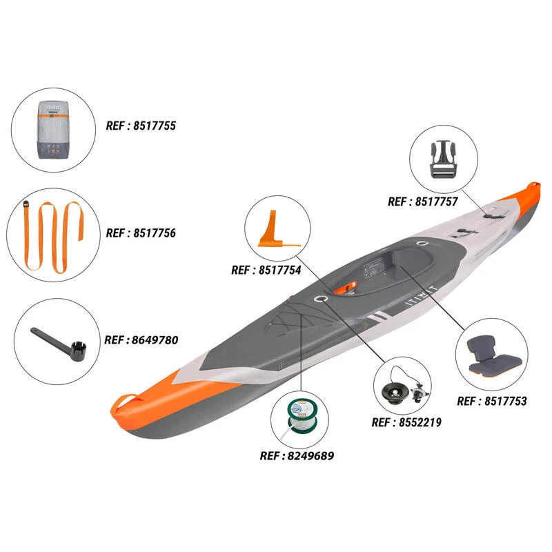 Kayak Gonflable De Randonnée Haute Pression Strenfit Dropstitch 1 Place - X500 6 Kayak Gonflable De Randonnée Haute Pression Strenfit Dropstitch 1 Place - X500 – Image 4