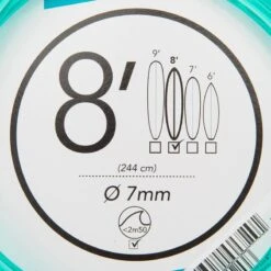 Leash Surf 8' (240 Cm) Diamètre 7 Mm Vert -Plongée Série Magasin leash surf 8 240 cm diametre 7 mm vert 3