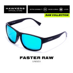 HAWKERS Lunettes De Soleil Pour Homme Et Femme BLACK EMERALD - FASTER Raw -Plongée Série Magasin lunettes de soleil pour homme et femme black emerald faster raw 1