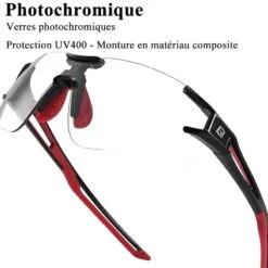 ROCKBROS Lunettes Photochromiques De Vélo 10125 Anti-uv400 - Noir Et Rouge -Plongée Série Magasin lunettes photochromiques de velo 10125 anti uv400 noir et rouge 1