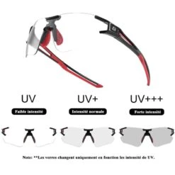 ROCKBROS Lunettes Photochromiques De Vélo 10125 Anti-uv400 - Noir Et Rouge -Plongée Série Magasin lunettes photochromiques de velo 10125 anti uv400 noir et rouge 2