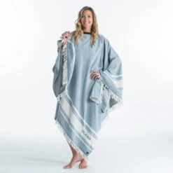 Serviette De Plage Poncho 190 X 190 Cm - Gris Bleu -Plongée Série Magasin serviette de plage poncho 190 x 190 cm gris bleu 6