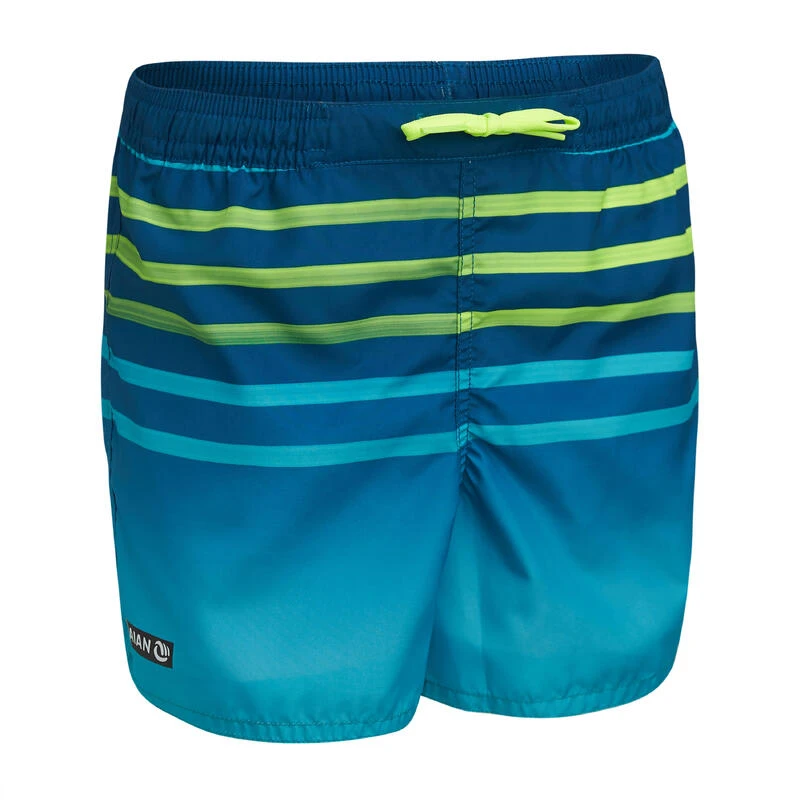 Short De Bain 100 Kid Rayé Turquoise 3 Short De Bain 100 Kid Rayé Turquoise