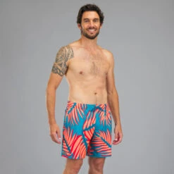 Surf Boardshort Standard 100 BIGPALM BLUE -Plongée Série Magasin surf boardshort standard 100 bigpalm blue 1