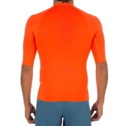 Tee Shirt Anti Uv Surf Top 100 Manches Courtes Homme Orange Fluo -Plongée Série Magasin tee shirt anti uv surf top 100 manches courtes homme orange fluo 2