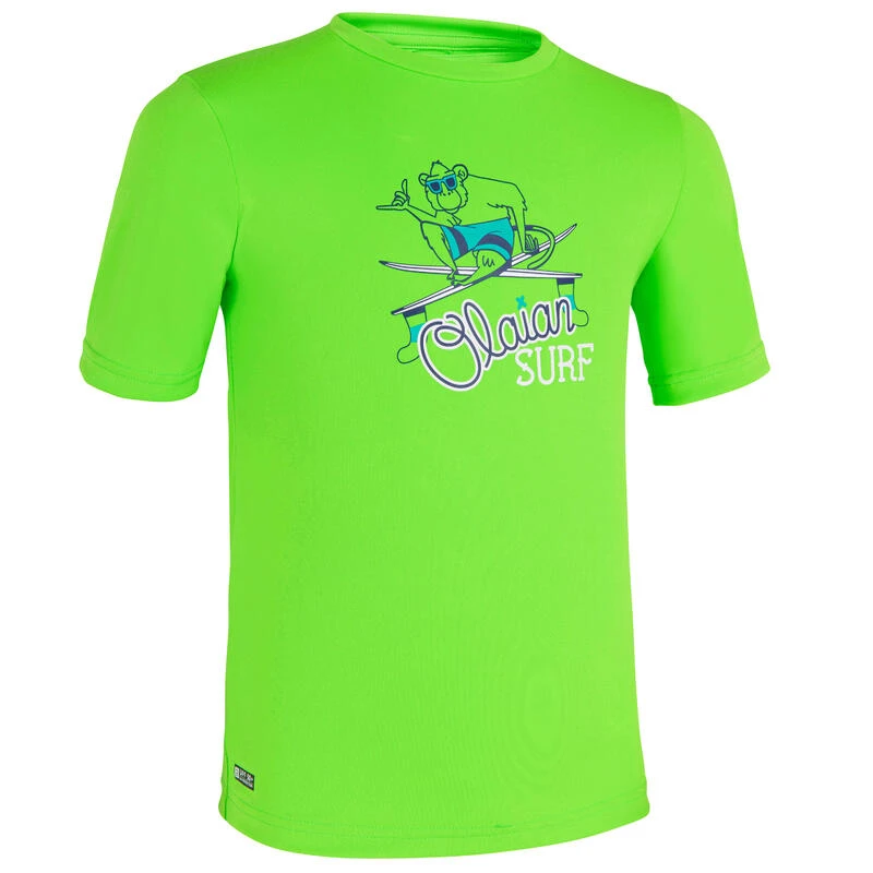 Water Tee Shirt Anti UV Surf Enfant Vert Imprimé 3 Water Tee Shirt Anti UV Surf Enfant Vert Imprimé